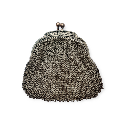Antique silver and gold mesh coin purse, Art Nouveau circa 1890-1900