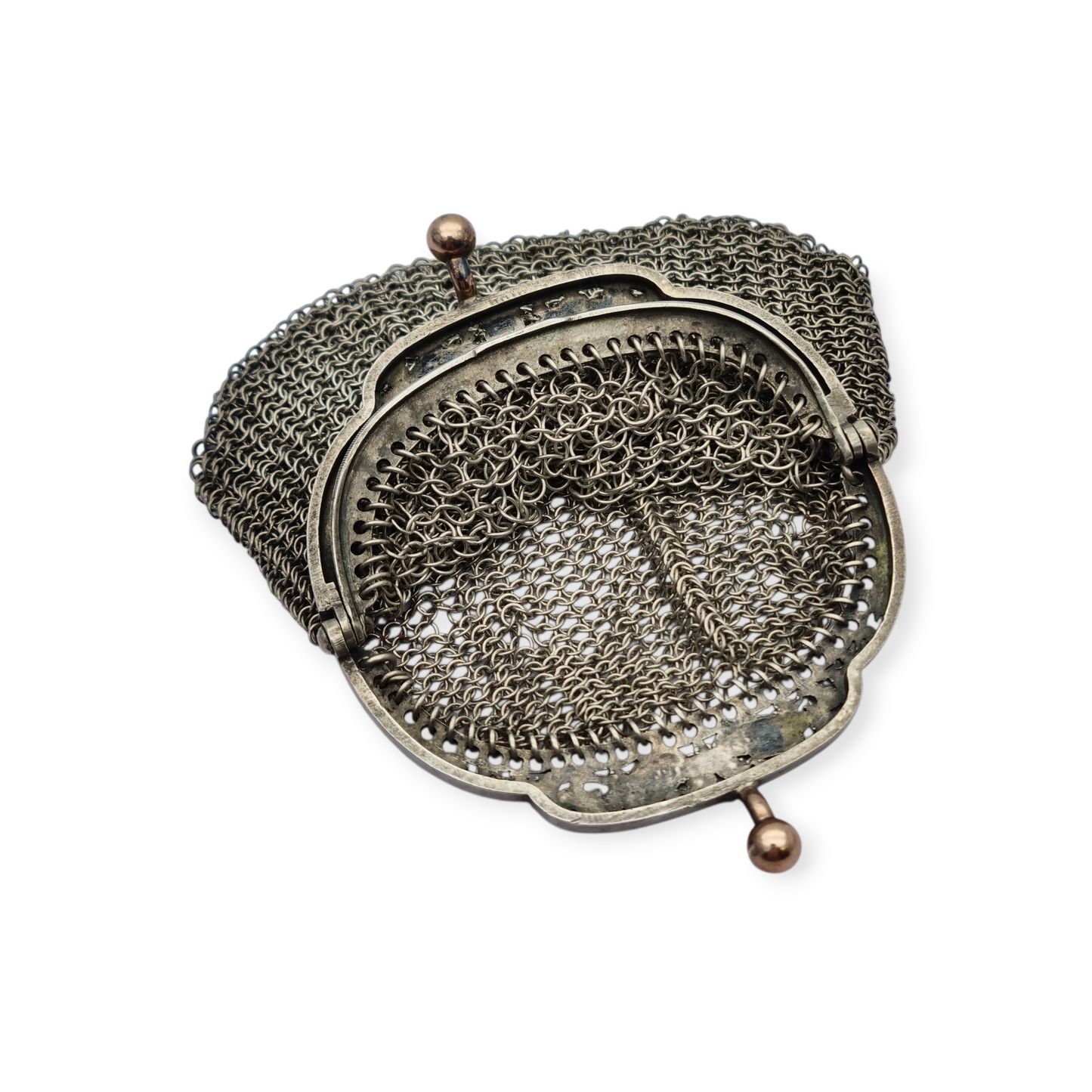 Antique silver and gold mesh coin purse, Art Nouveau circa 1890-1900