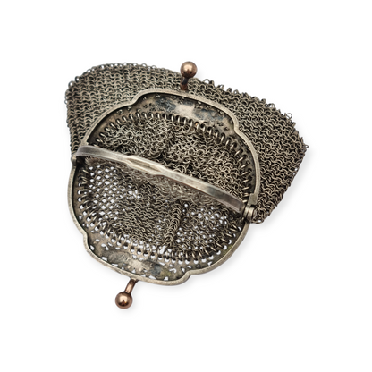 Antique silver and gold mesh coin purse, Art Nouveau circa 1890-1900