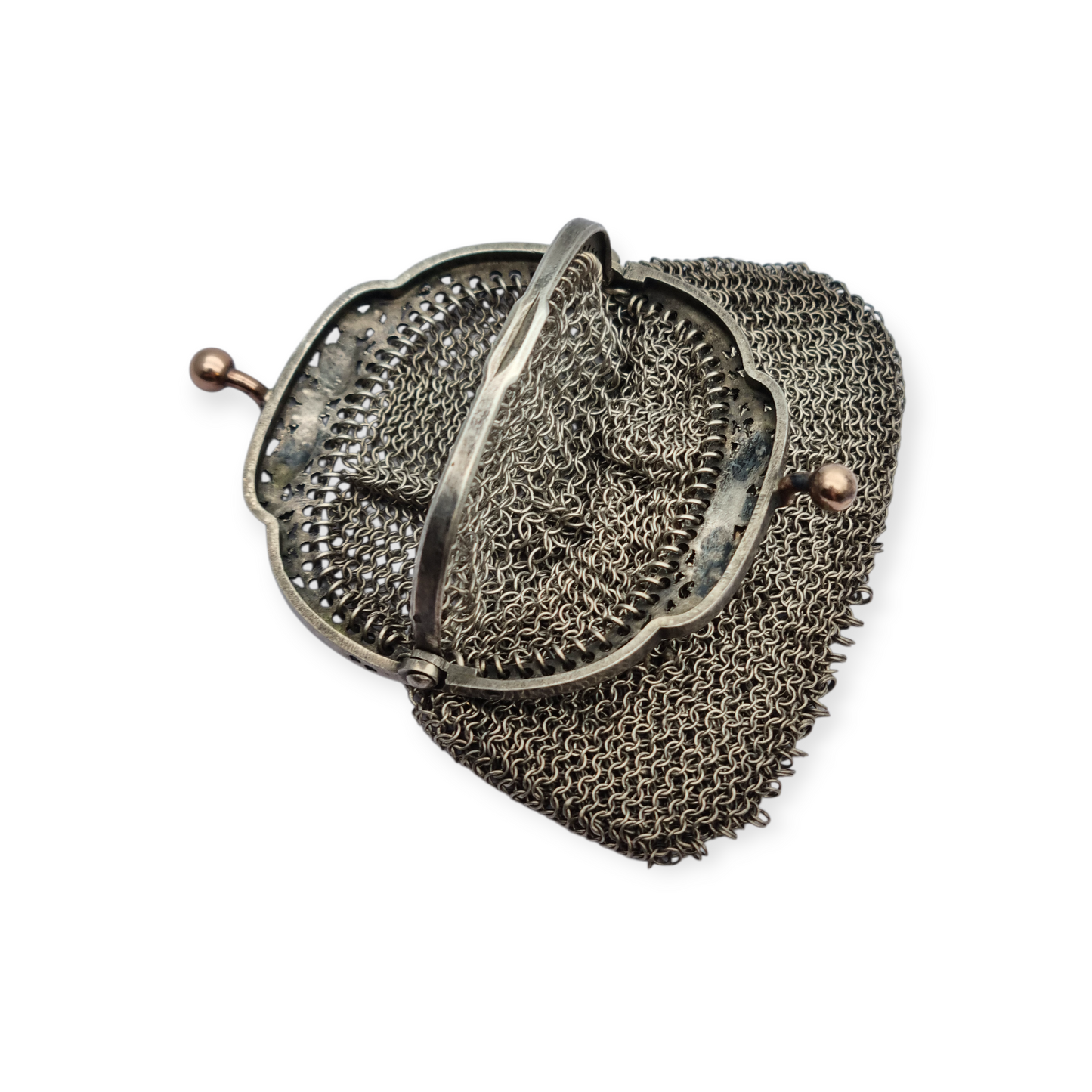 Antique silver and gold mesh coin purse, Art Nouveau circa 1890-1900