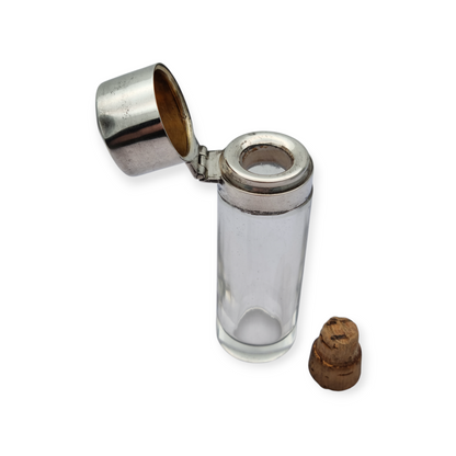 Victorian silver and glass perfume bottle, Birmingham 1908, "CEW" "CE Williams"