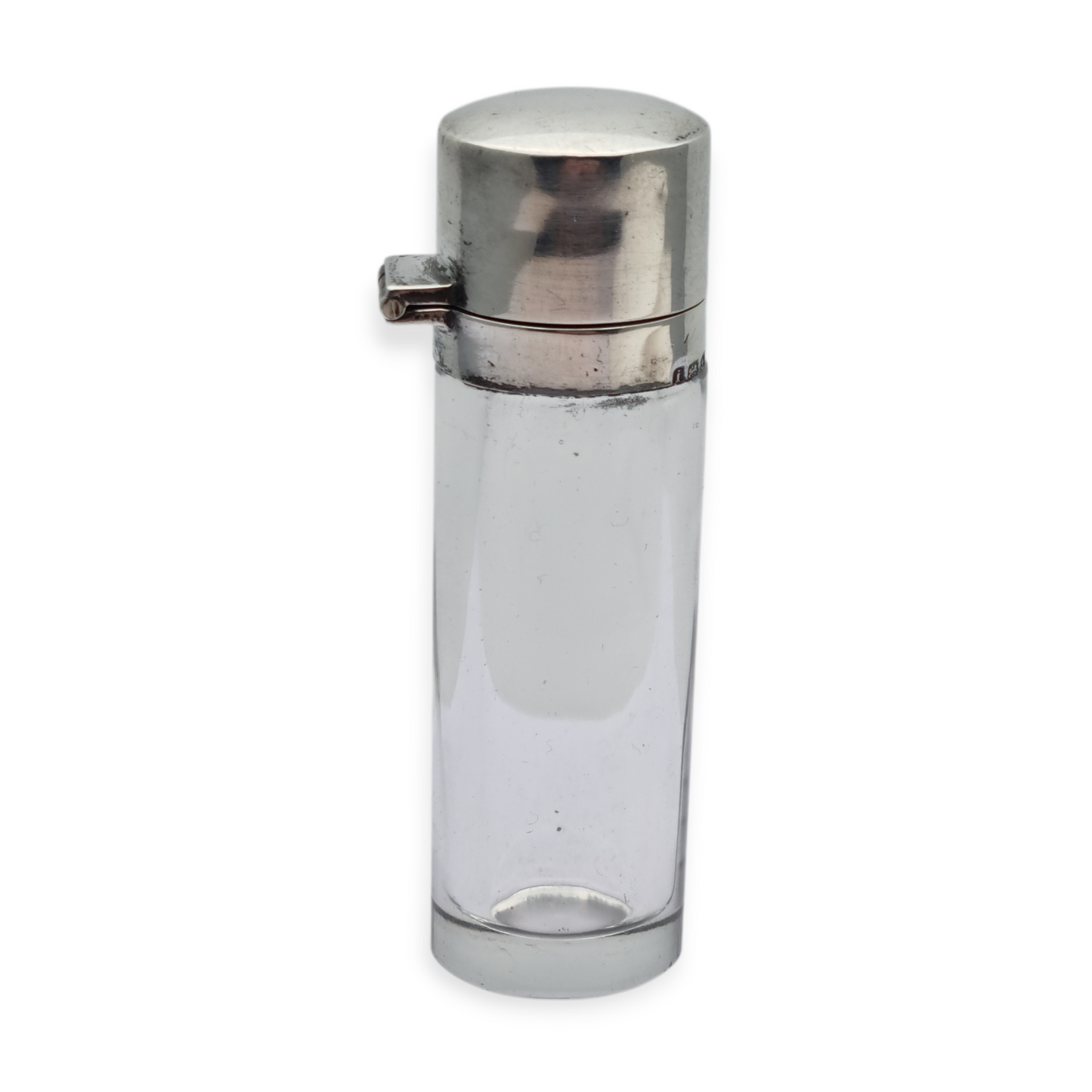 Victorian silver and glass perfume bottle, Birmingham 1908, "CEW" "CE Williams"