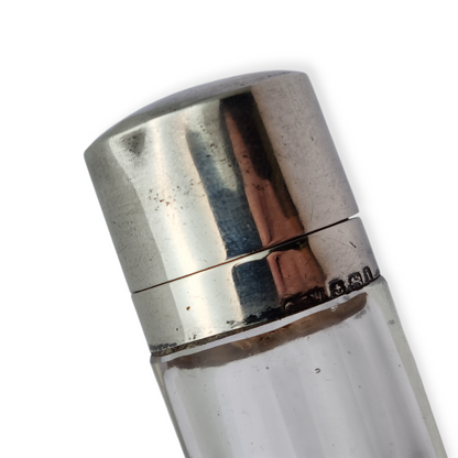 Victorian silver and glass perfume bottle, Birmingham 1908, "CEW" "CE Williams"