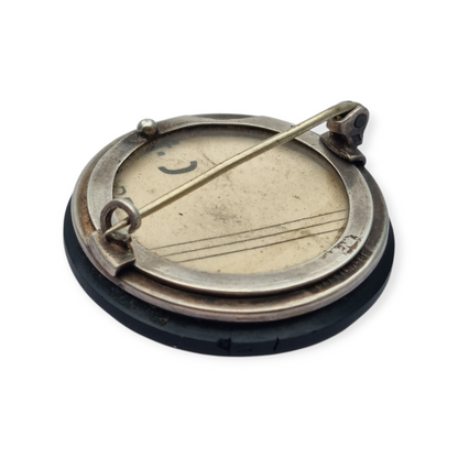 French Victorian brooch locket c.1900 in silver and vulcanite, “Breveté SGDG”