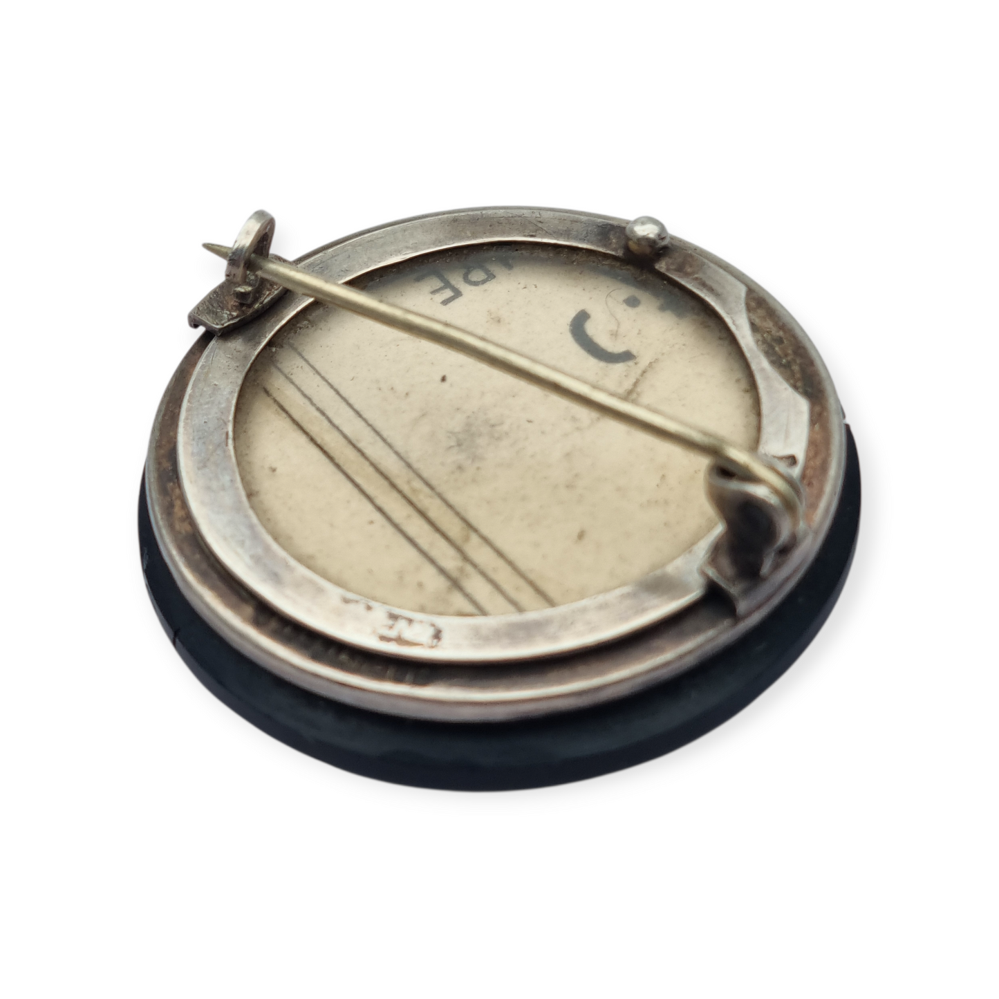 French Victorian brooch locket c.1900 in silver and vulcanite, “Breveté SGDG”