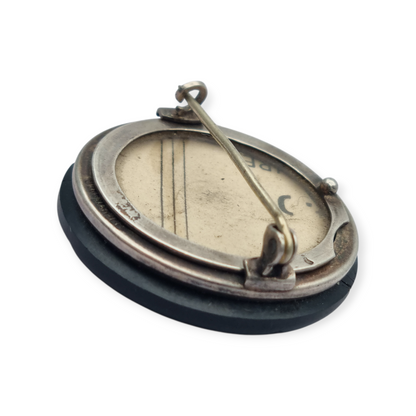 French Victorian brooch locket c.1900 in silver and vulcanite, “Breveté SGDG”