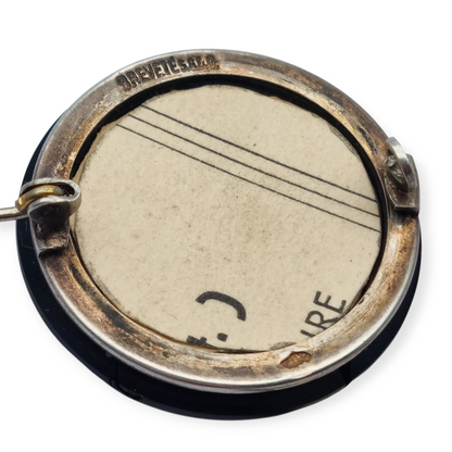 French Victorian brooch locket c.1900 in silver and vulcanite, “Breveté SGDG”