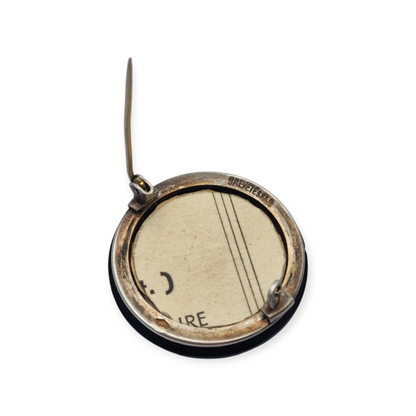 French Victorian brooch locket c.1900 in silver and vulcanite, “Breveté SGDG”