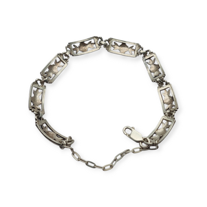 Vintage Spanish bracelet from the 60s-70s in 925 silver with floral links