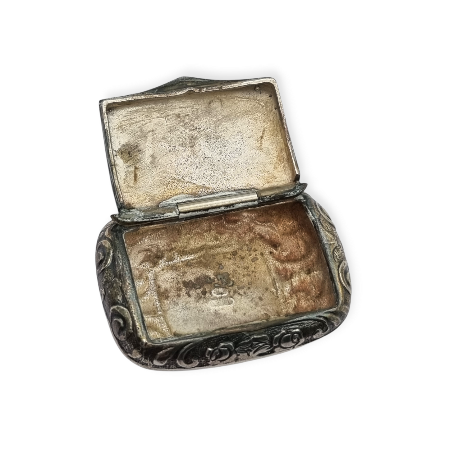 Small Italian silver 925 box engraved with flowers, Milan, circa 1970