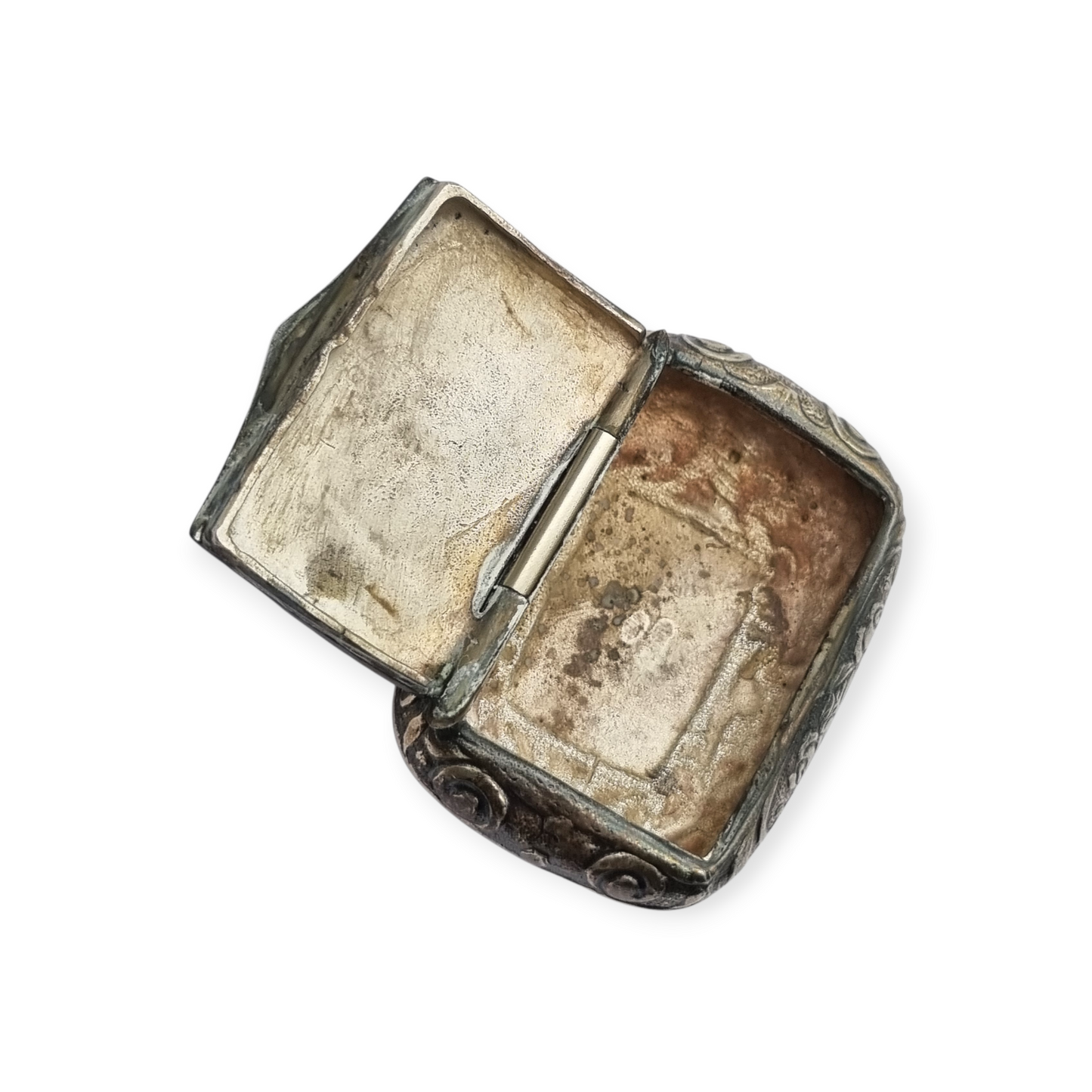 Small Italian silver 925 box engraved with flowers, Milan, circa 1970