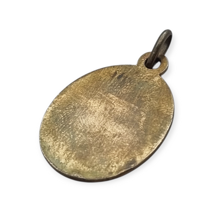 Medalla antigua San Cristóbal esmalte azul protector viajeros Europa, circa 1950-60