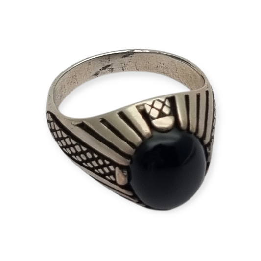 Anillo vintage de plata 925 con ónix negro años 80