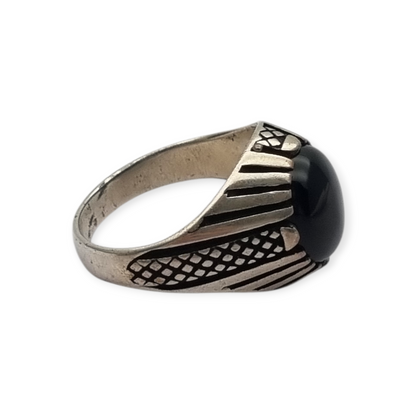 Vintage 925 silver ring with black onyx from the 80s