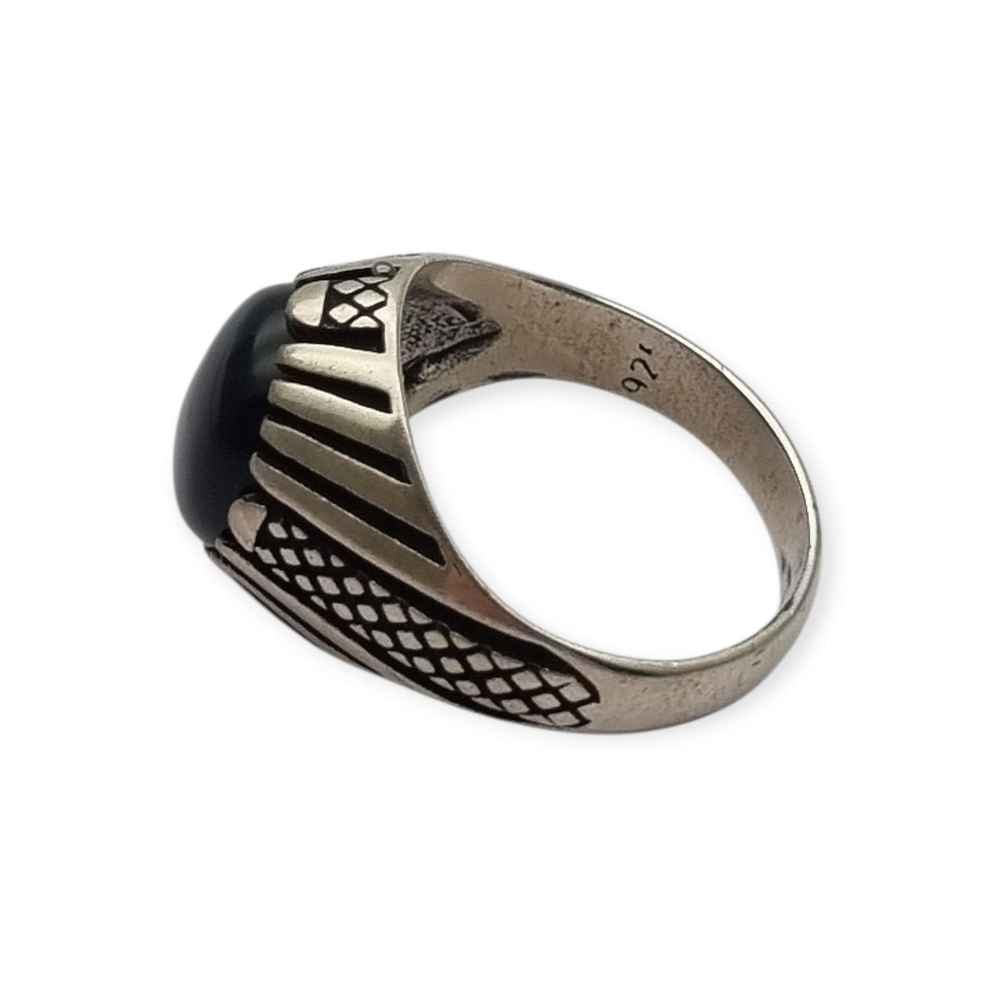 Vintage 925 silver ring with black onyx from the 80s