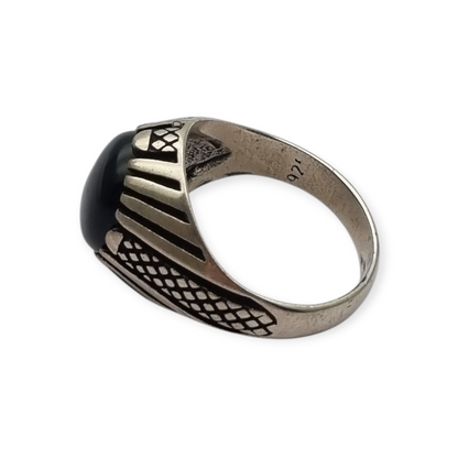 Vintage 925 silver ring with black onyx from the 80s