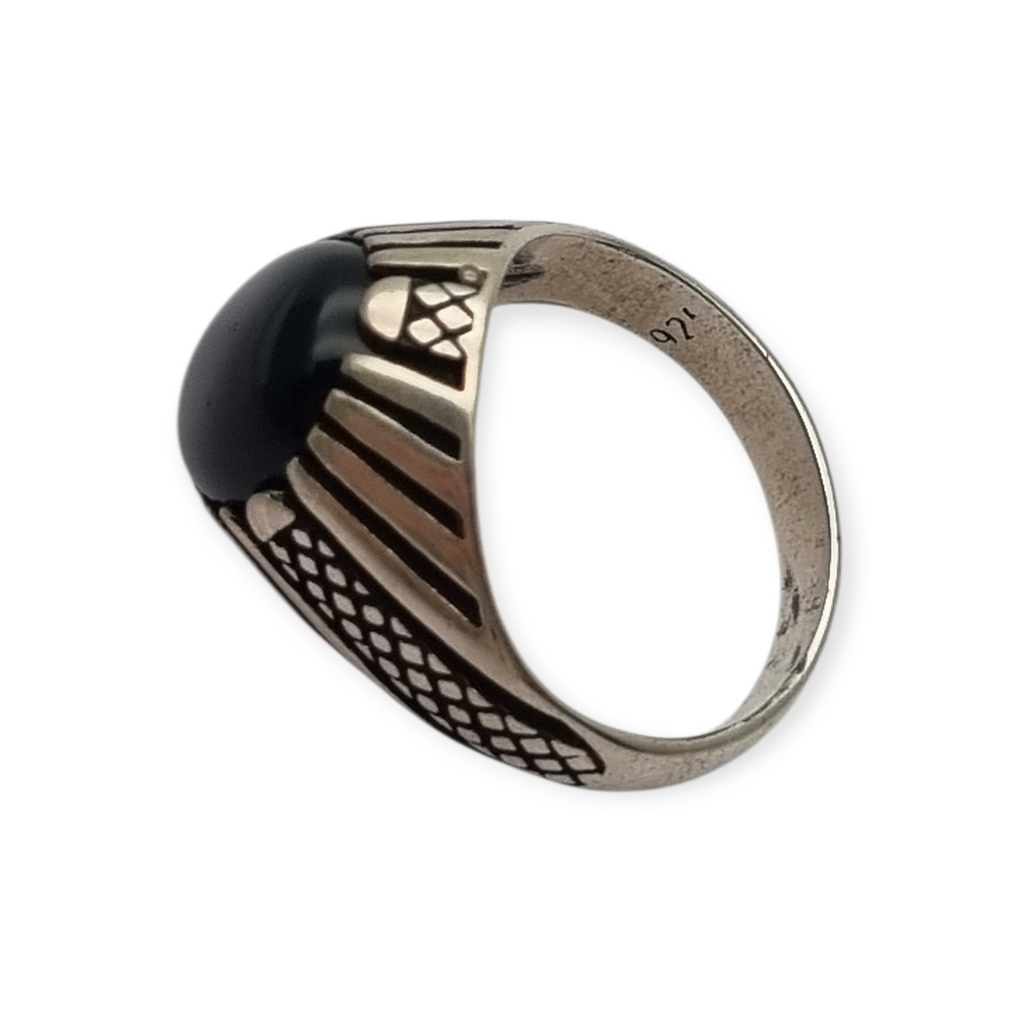 Vintage 925 silver ring with black onyx from the 80s