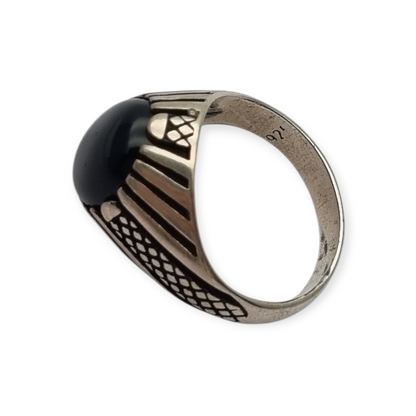 Vintage 925 silver ring with black onyx from the 80s
