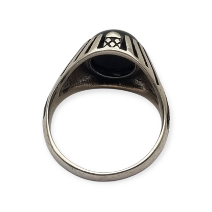 Vintage 925 silver ring with black onyx from the 80s
