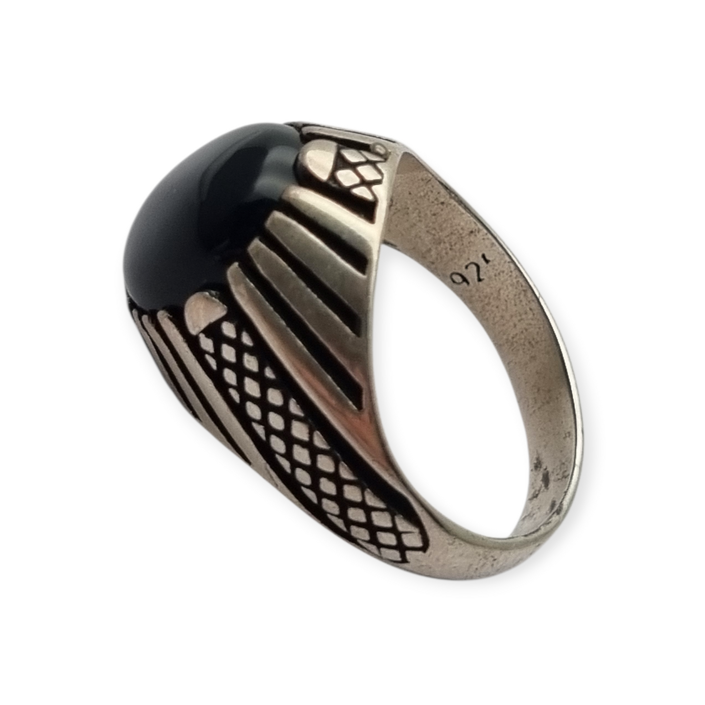 Vintage 925 silver ring with black onyx from the 80s