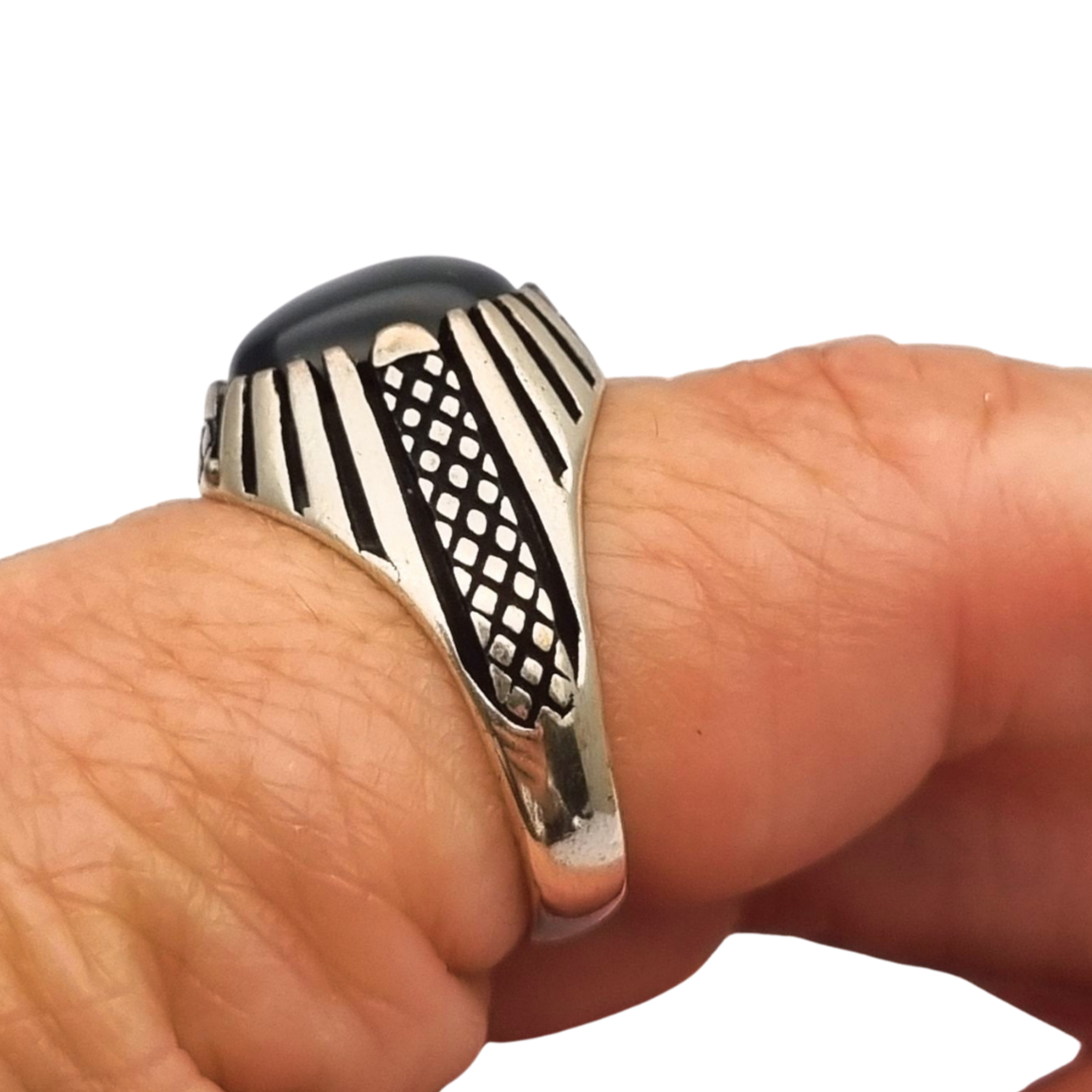 Vintage 925 silver ring with black onyx from the 80s