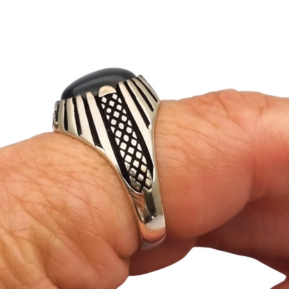 Vintage 925 silver ring with black onyx from the 80s