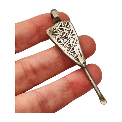 Colgante cuchara étnico de plata Etiopía hecho a mano uso tradicional