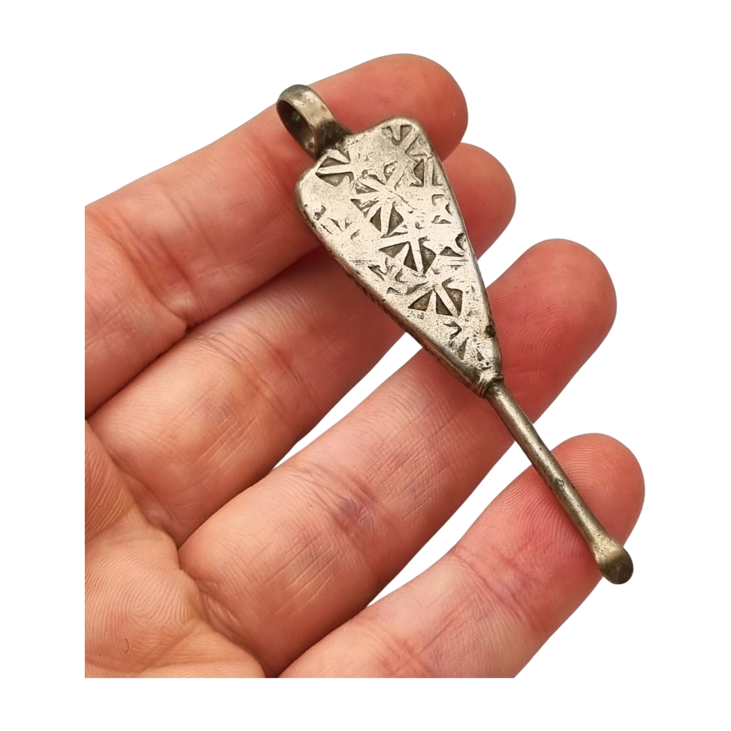 Colgante cuchara étnico de plata Etiopía hecho a mano uso tradicional
