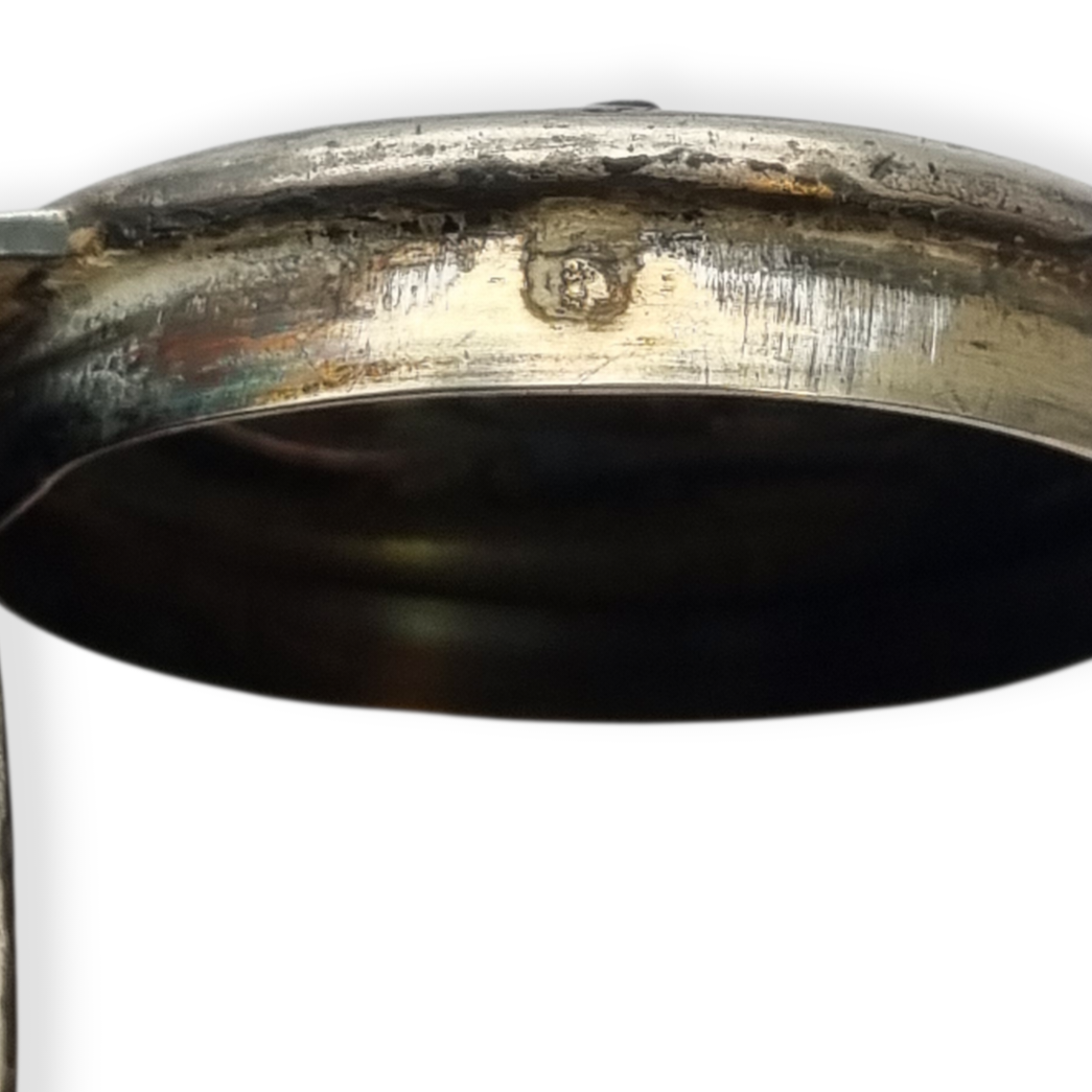 Art Nouveau silver chatelaine box with floral relief, signed JB, France, circa 1920.