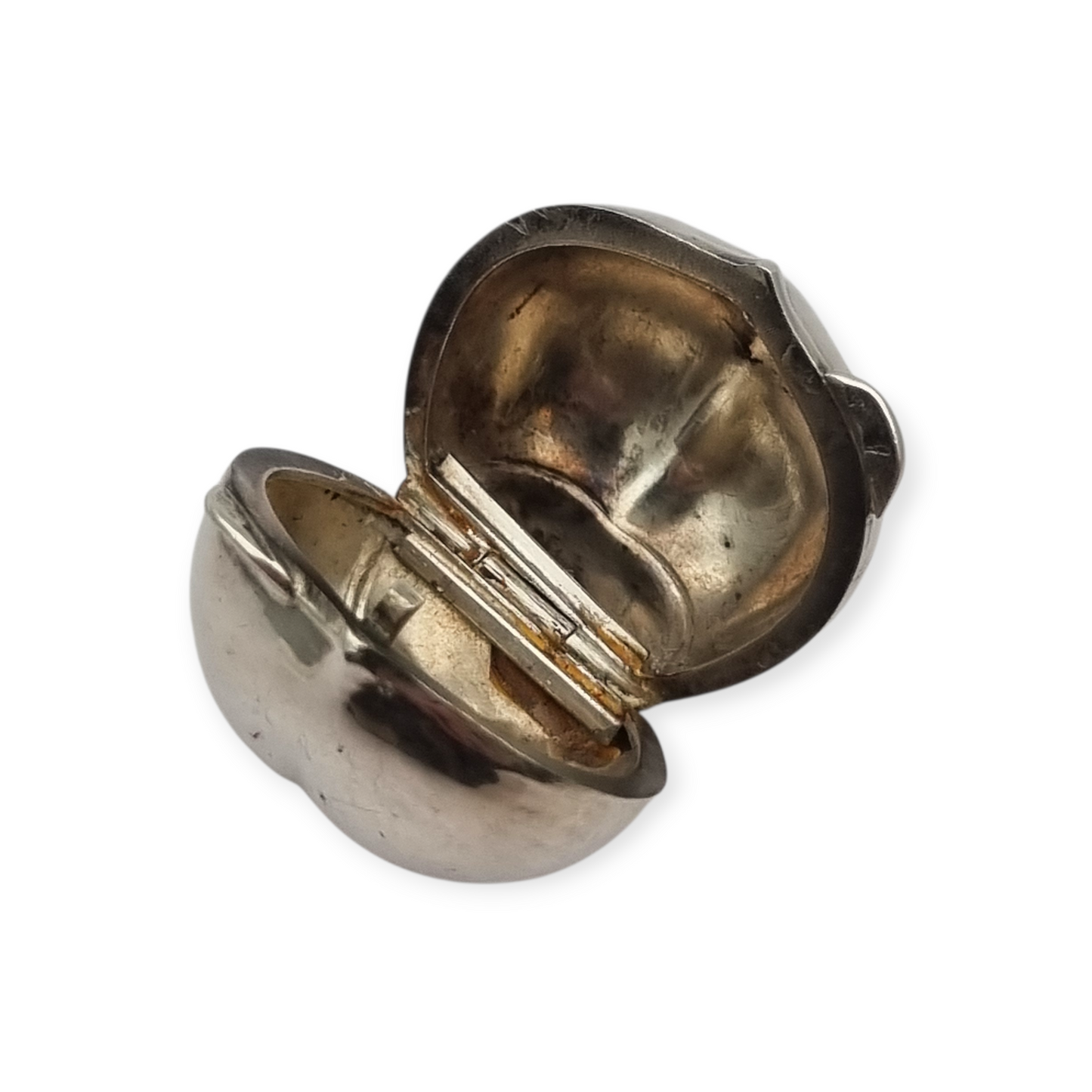 Miniature silver box in the shape of a naturalistic hazelnut, circa 1980