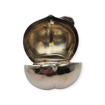Miniature silver box in the shape of a naturalistic hazelnut, circa 1980