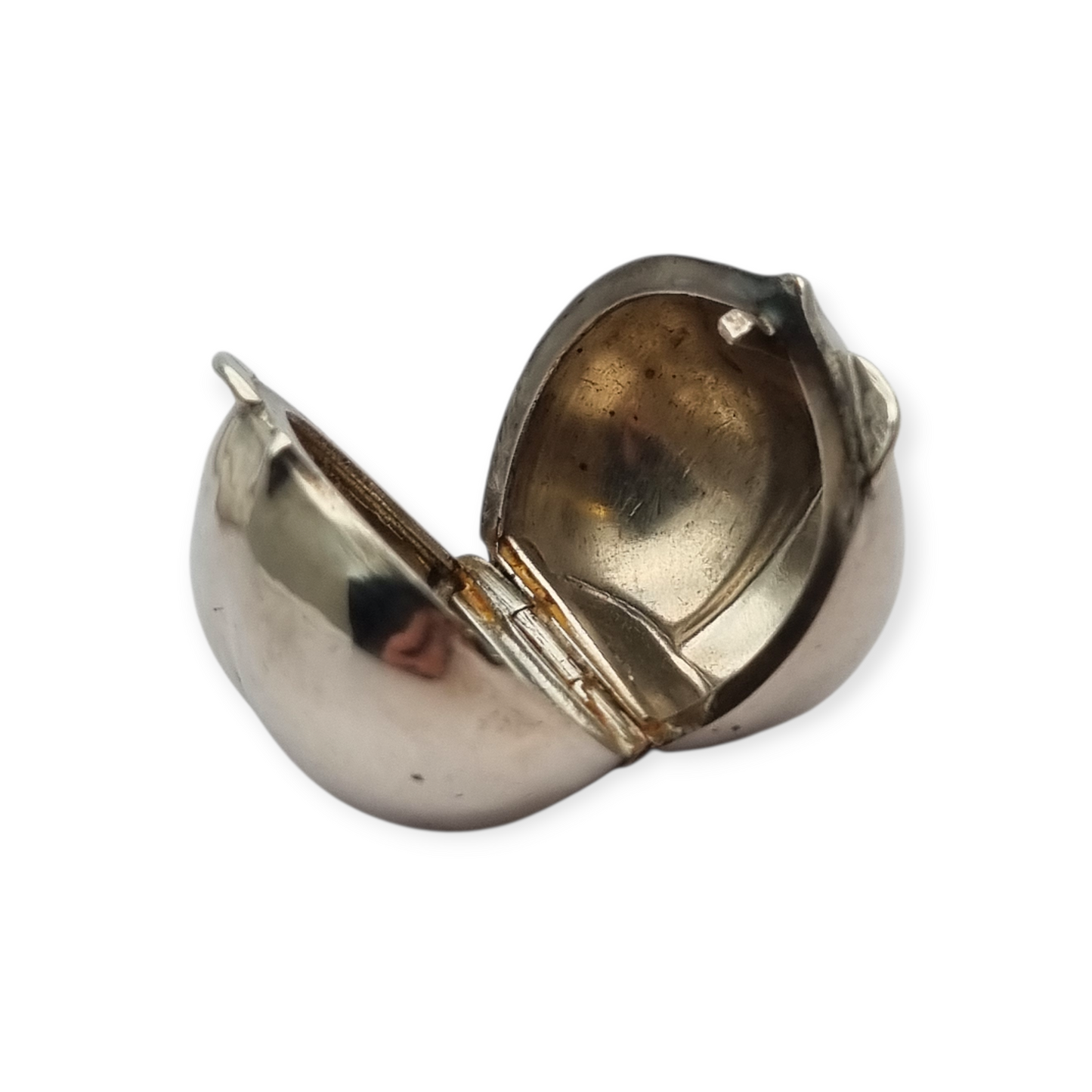 Miniature silver box in the shape of a naturalistic hazelnut, circa 1980