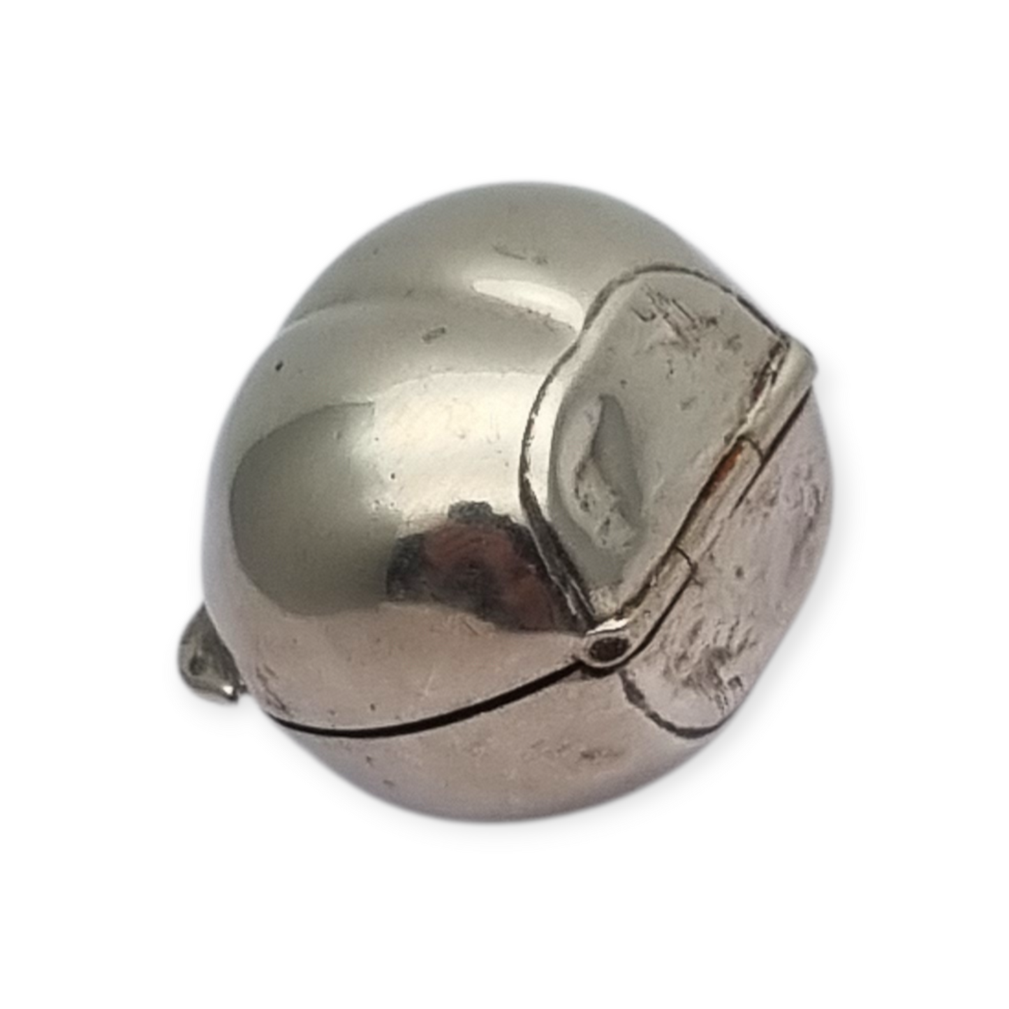 Miniature silver box in the shape of a naturalistic hazelnut, circa 1980