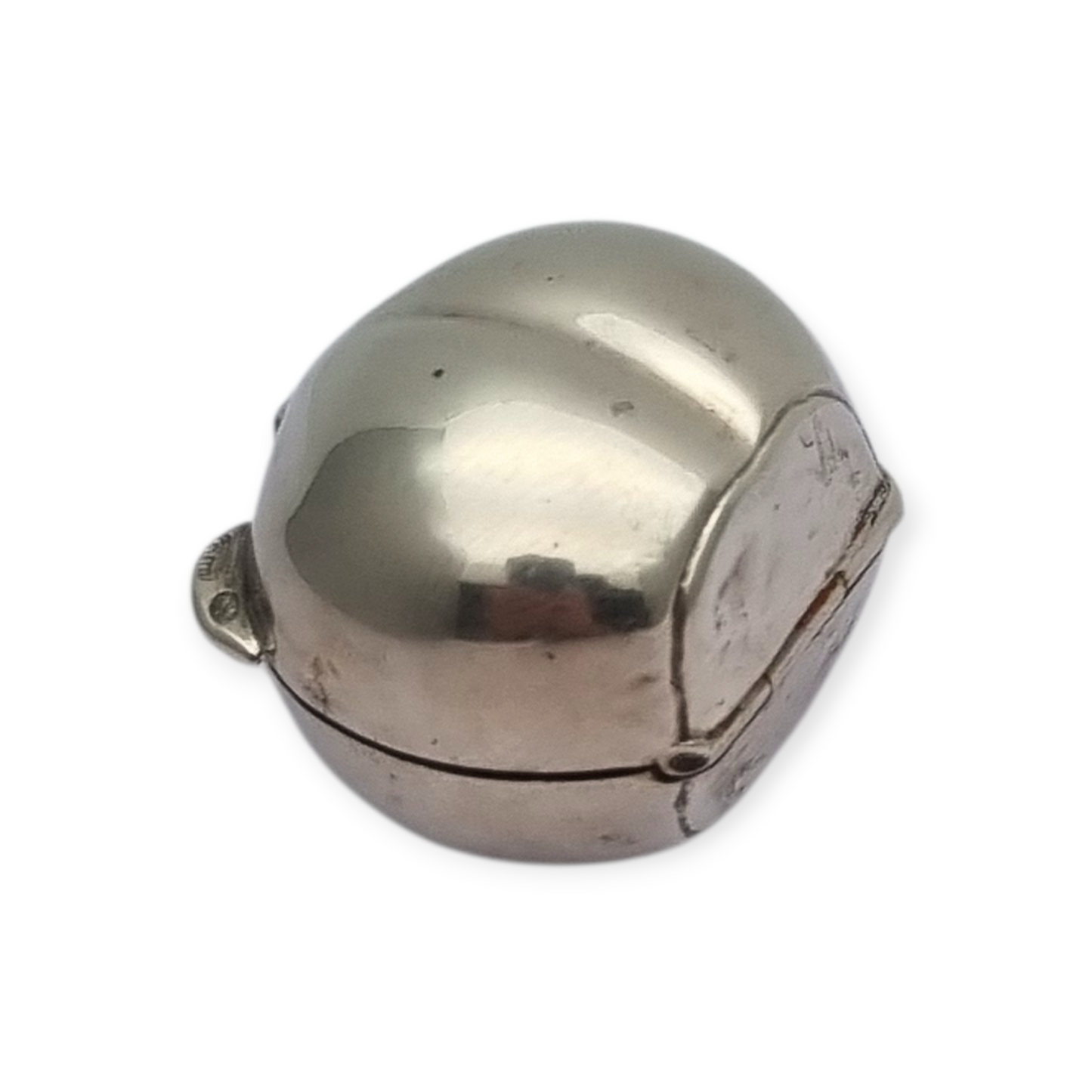 Miniature silver box in the shape of a naturalistic hazelnut, circa 1980