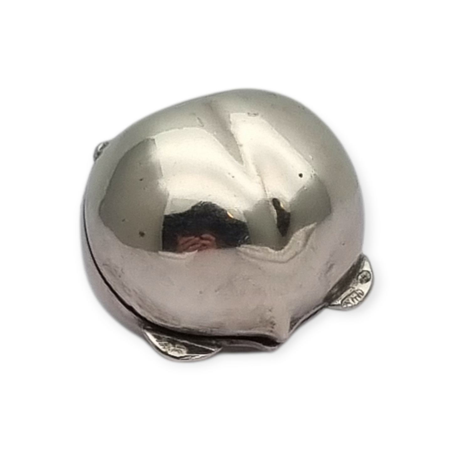 Miniature silver box in the shape of a naturalistic hazelnut, circa 1980