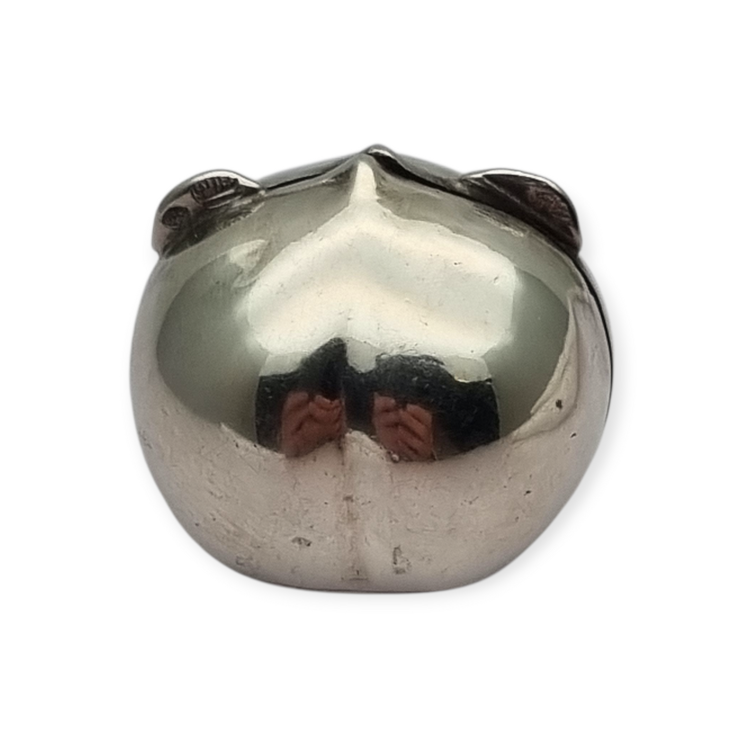 Miniature silver box in the shape of a naturalistic hazelnut, circa 1980
