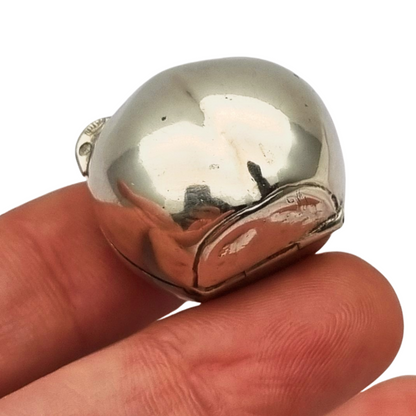 Miniature silver box in the shape of a naturalistic hazelnut, circa 1980