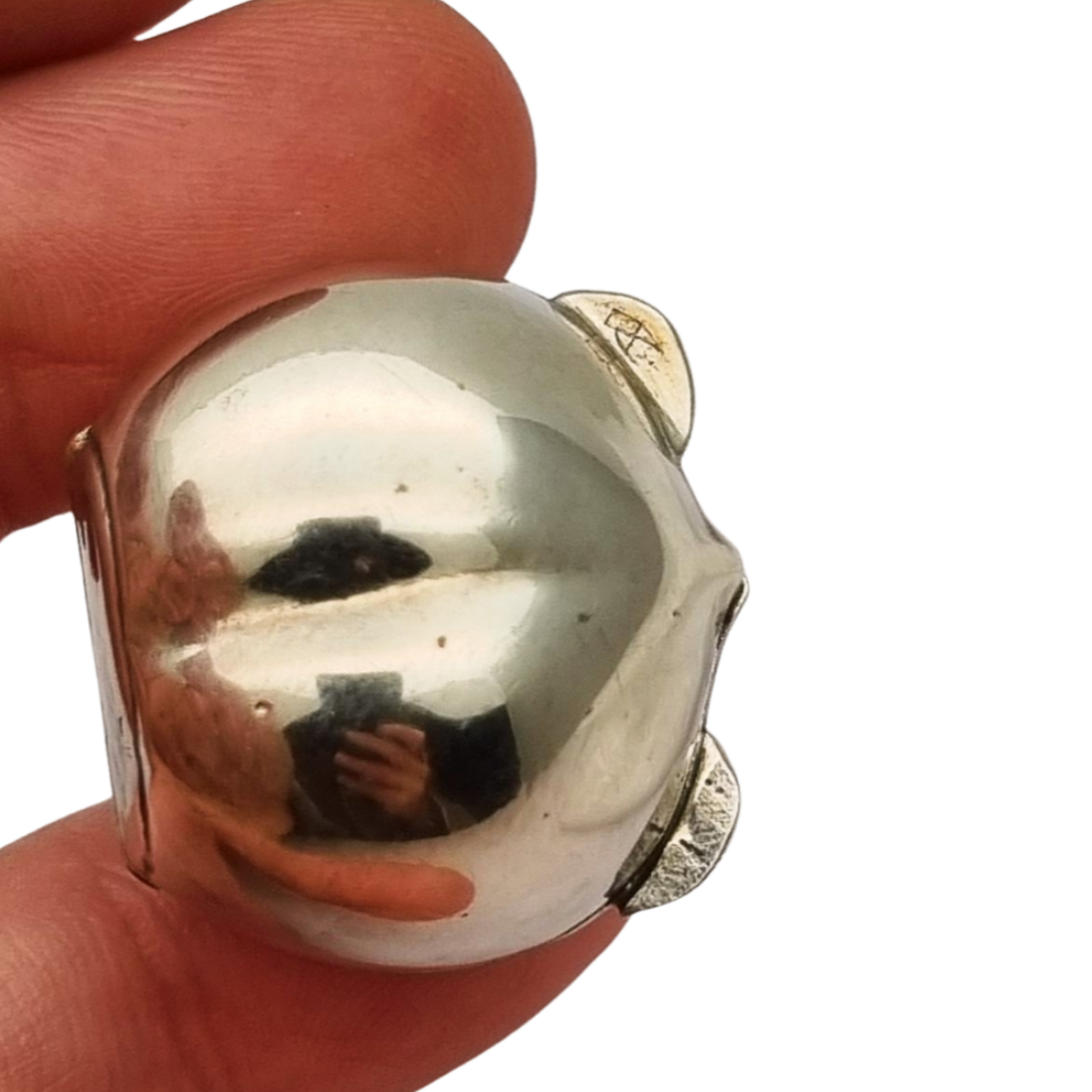 Miniature silver box in the shape of a naturalistic hazelnut, circa 1980