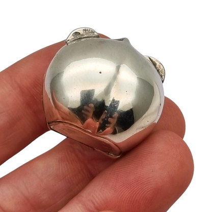 Miniature silver box in the shape of a naturalistic hazelnut, circa 1980