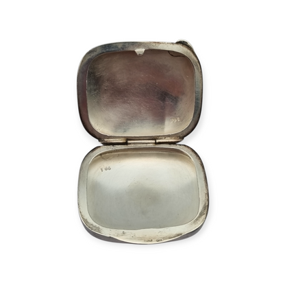 Classic style 925 silver box with red enamel, Italy circa 1970-80