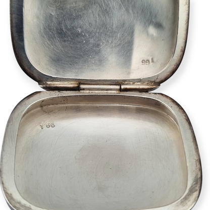 Classic style 925 silver box with red enamel, Italy circa 1970-80