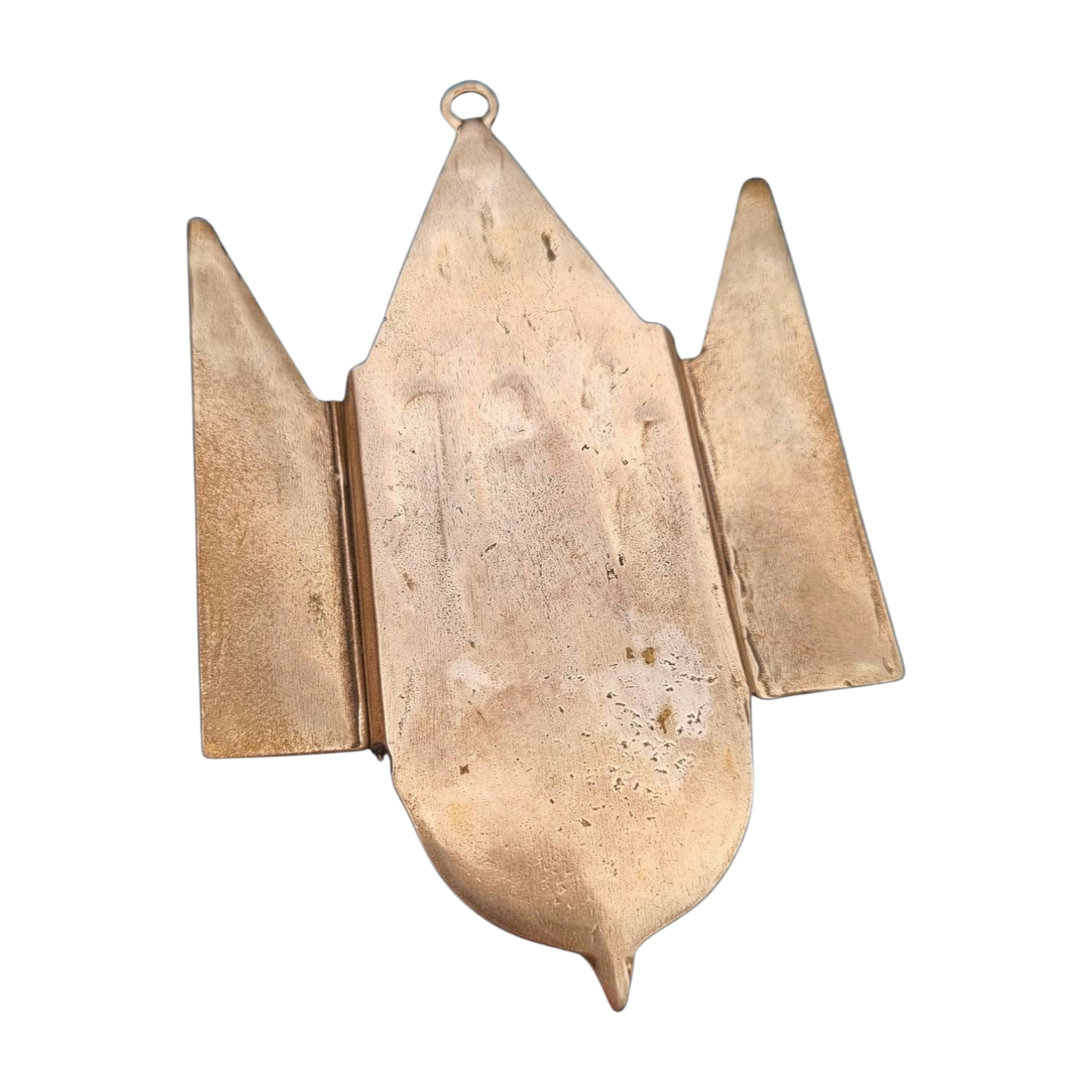 Benditera antigua de plata 800, tríptico religioso, Europa, circa 1950.