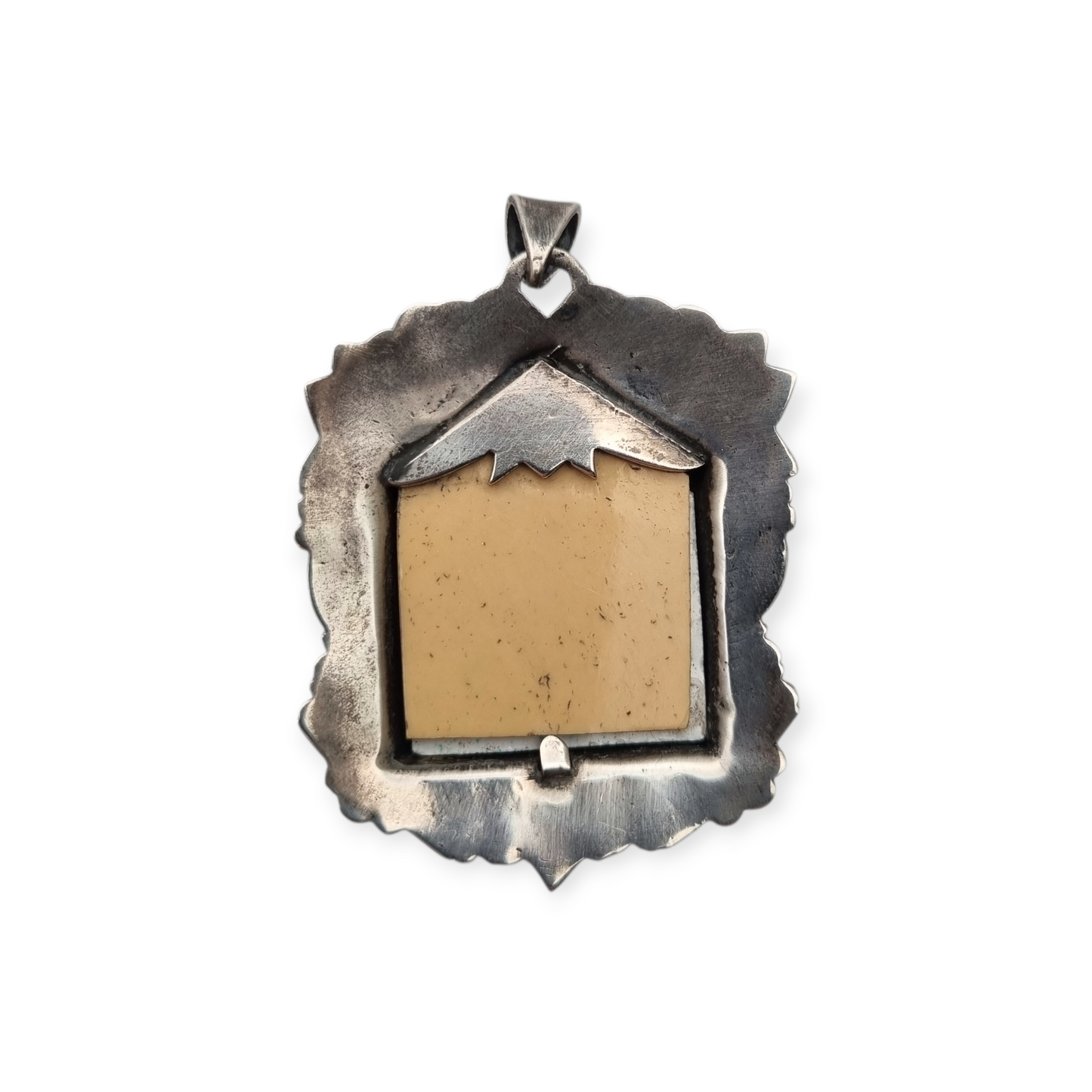 Catalan Art Deco silver medal and enamel miniature of the Virgin circa 1930-40