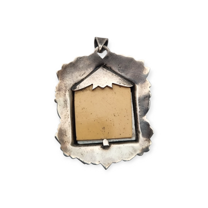 Catalan Art Deco silver medal and enamel miniature of the Virgin circa 1930-40