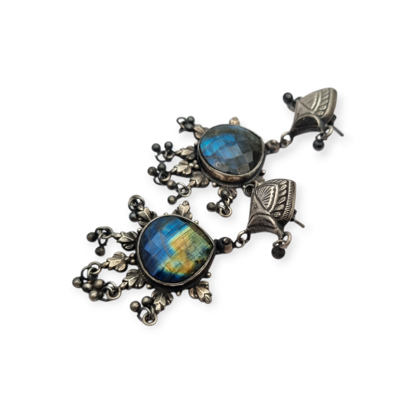 925 silver ethnic bohemian-style earrings with labradorite, circa 1980-90