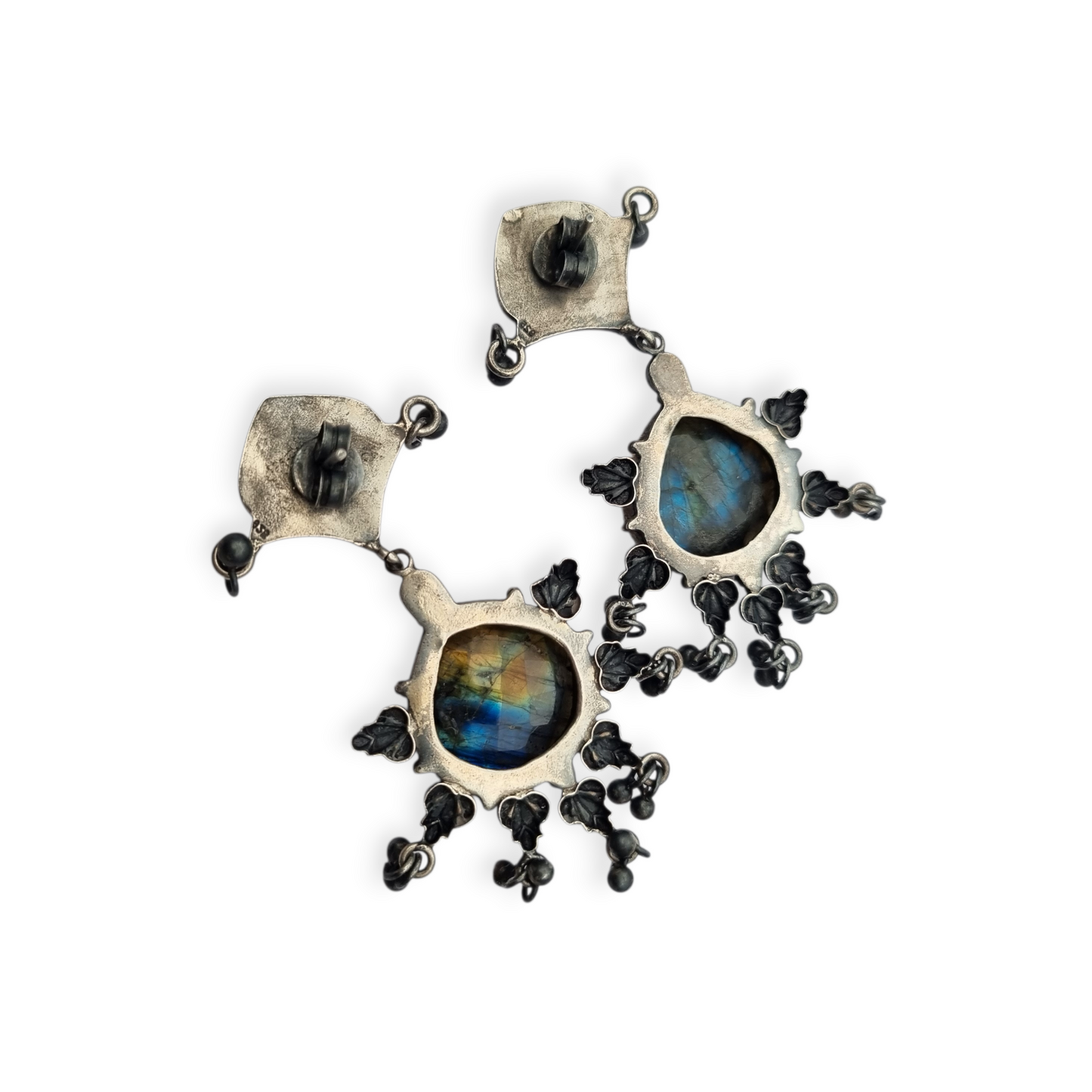 925 silver ethnic bohemian-style earrings with labradorite, circa 1980-90