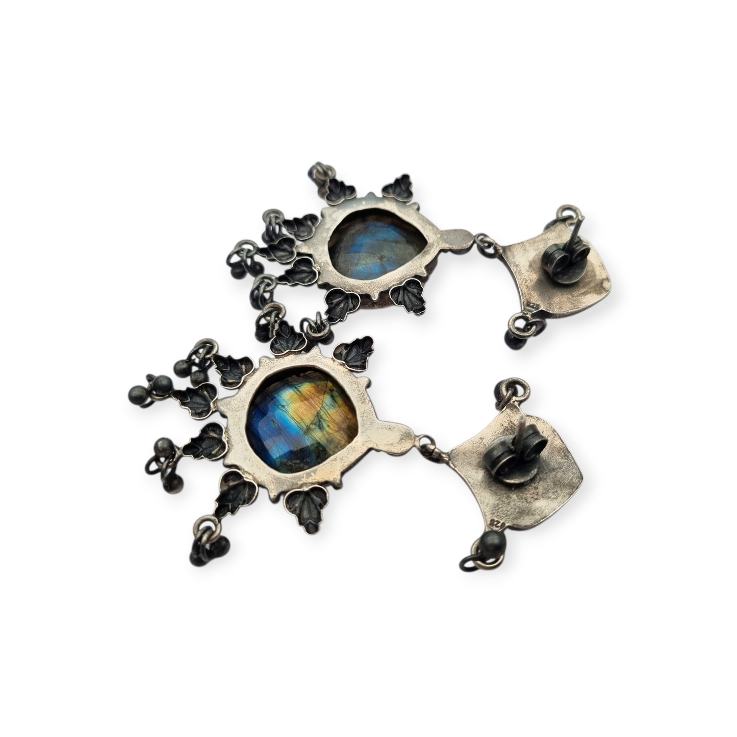 925 silver ethnic bohemian-style earrings with labradorite, circa 1980-90
