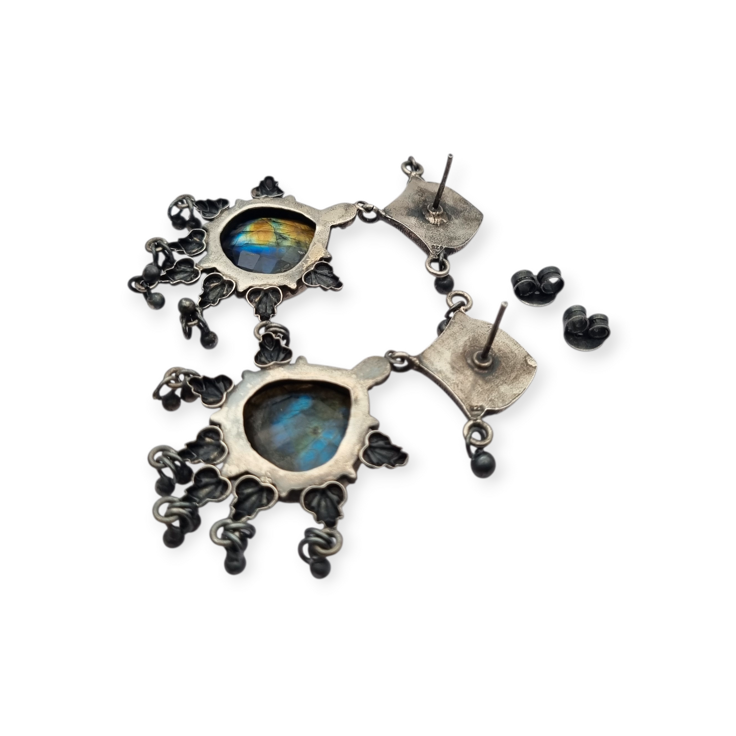 925 silver ethnic bohemian-style earrings with labradorite, circa 1980-90