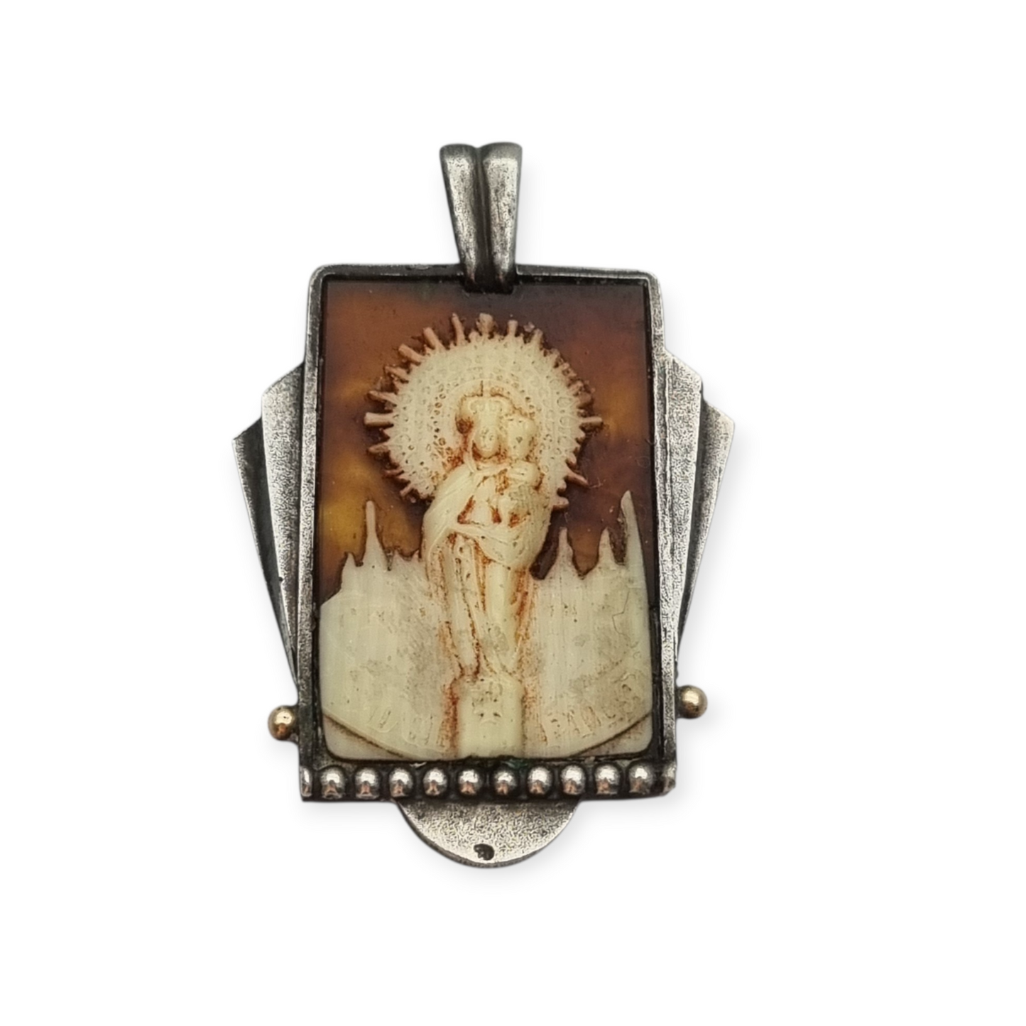 Art Deco silver pendant Virgin of Pilar, Spain circa 1930-40