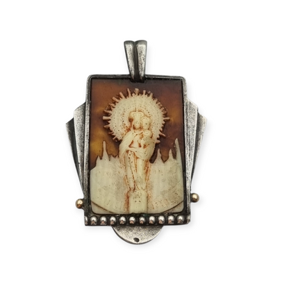Art Deco silver pendant Virgin of Pilar, Spain circa 1930-40